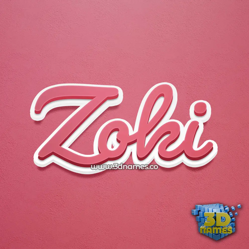 zoki in Red Scribble style - 3D name wallpaper