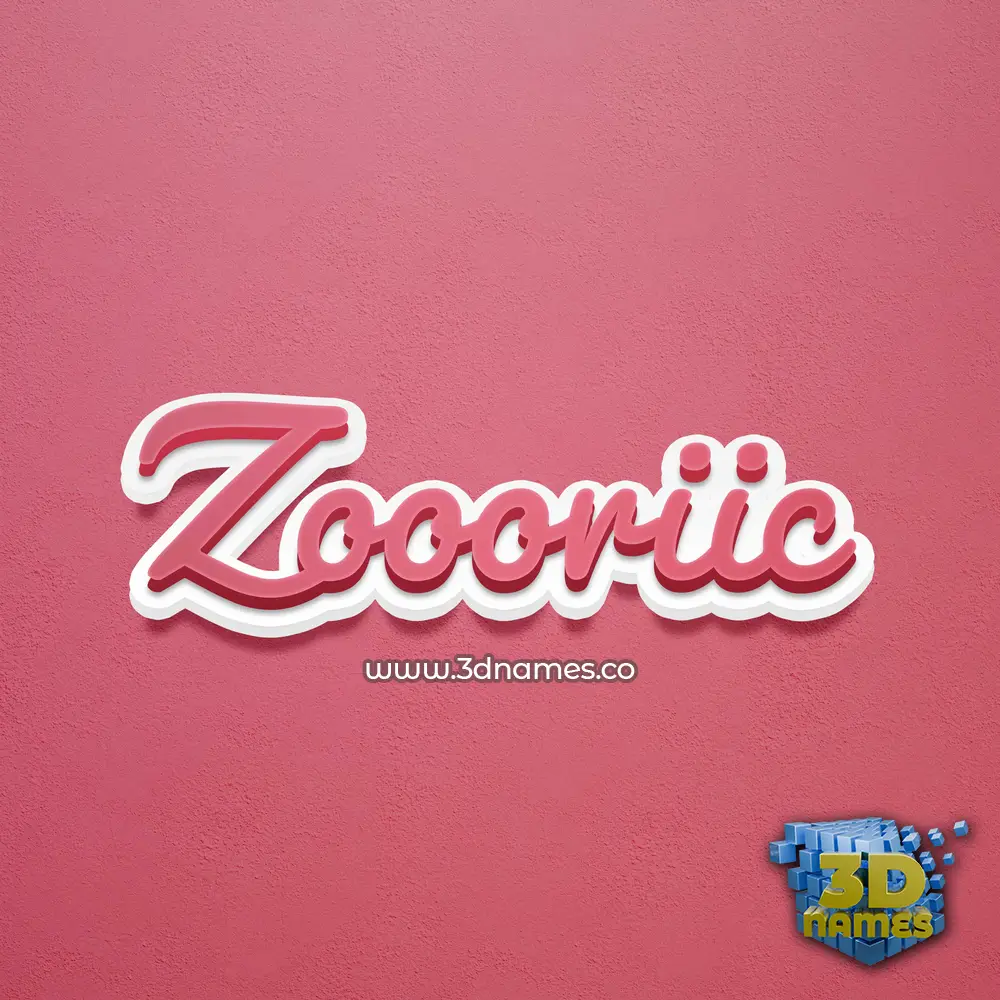 zoooriic in Red Scribble style - 3D name wallpaper