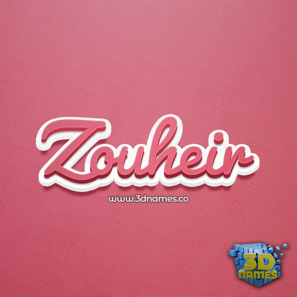 zouheir in Red Scribble style - 3D name wallpaper