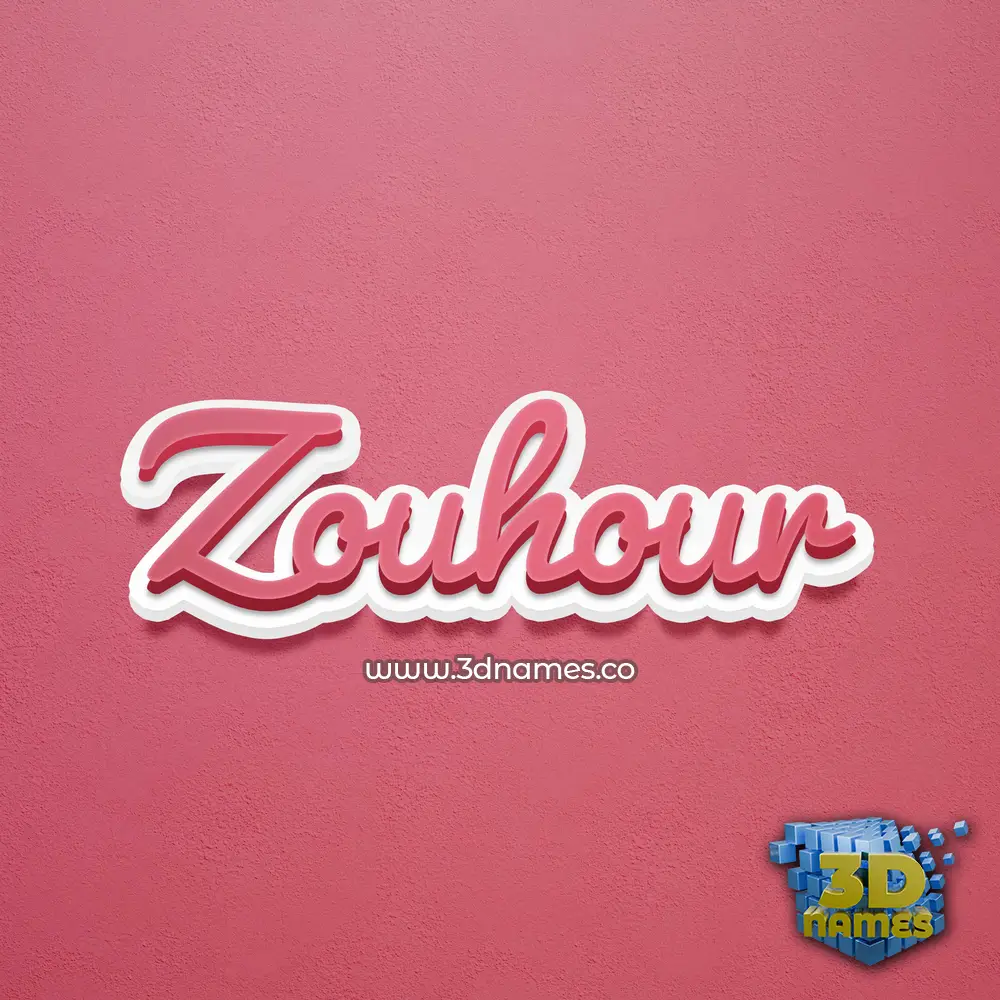 zouhour in Red Scribble style - 3D name wallpaper