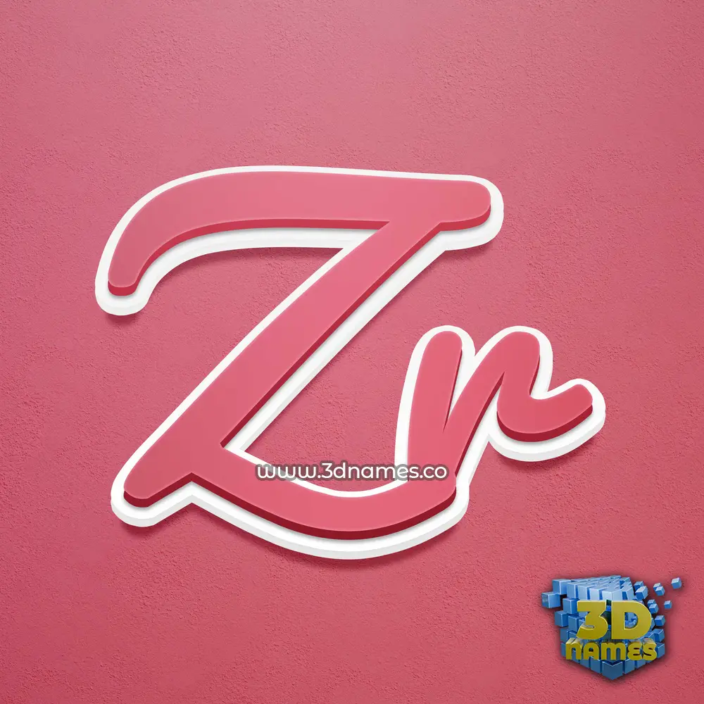 zr in Red Scribble style - 3D name wallpaper