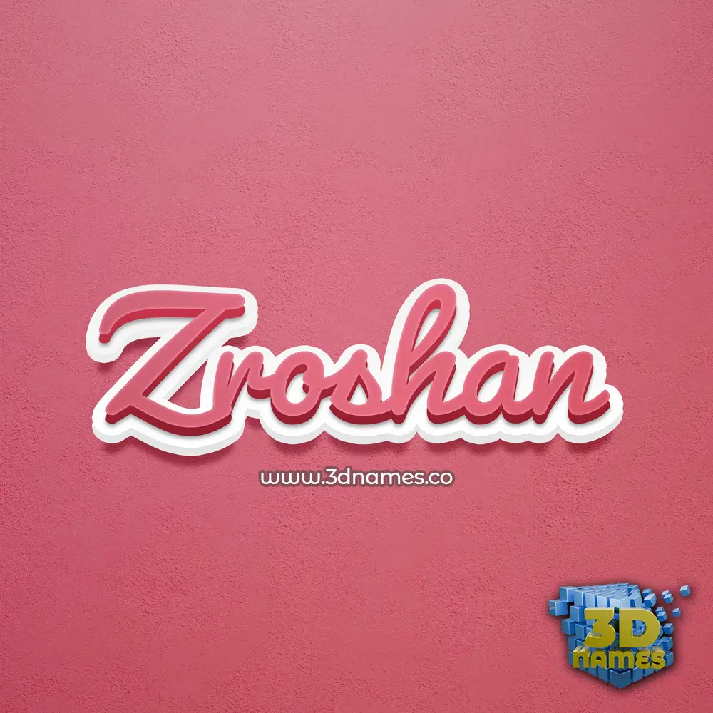 zroshan in Red Scribble style - 3D name wallpaper