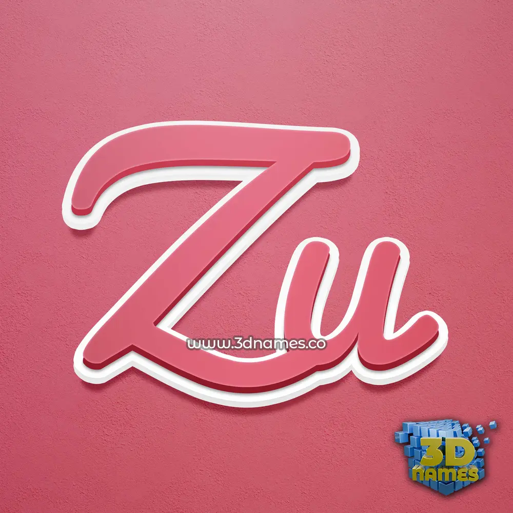 zu in Red Scribble style - 3D name wallpaper