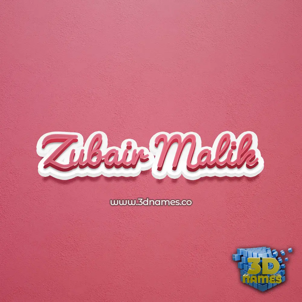 zubair malik in Red Scribble style - 3D name wallpaper