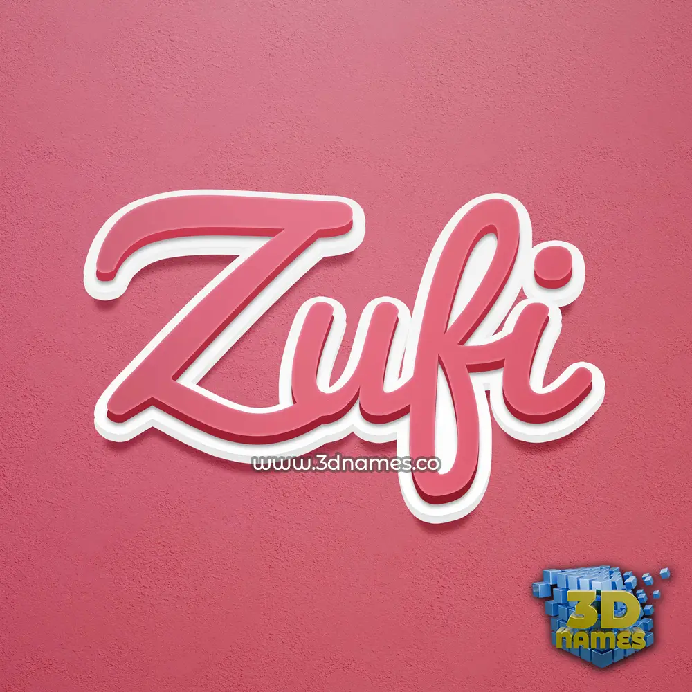 zufi in Red Scribble style - 3D name wallpaper