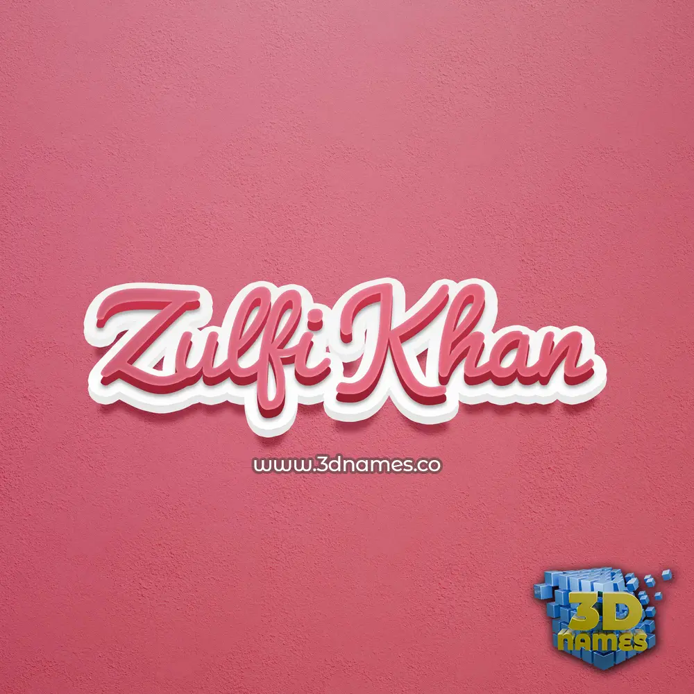 zulfi khan in Red Scribble style - 3D name wallpaper
