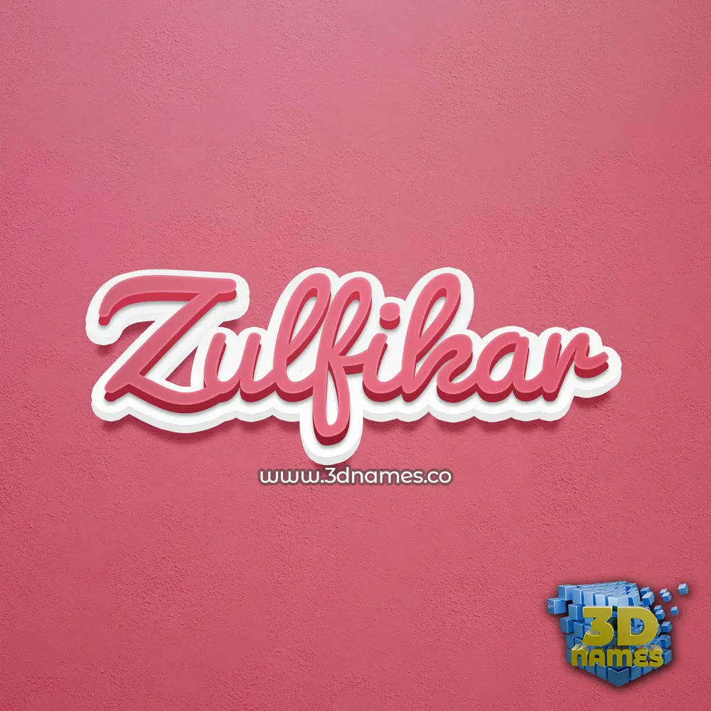 zulfikar in Red Scribble style - 3D name wallpaper