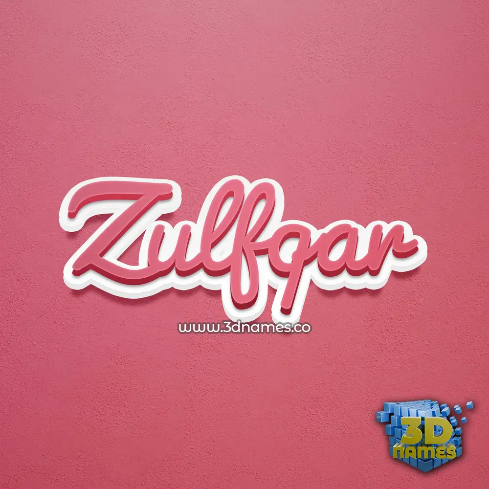 zulfqar in Red Scribble style - 3D name wallpaper