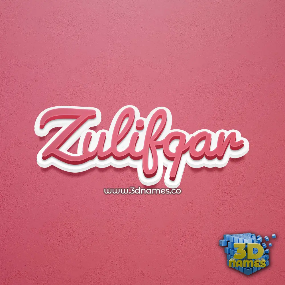 zulifqar in Red Scribble style - 3D name wallpaper
