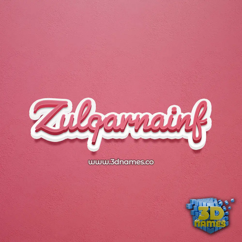 zulqarnainf in Red Scribble style - 3D name wallpaper