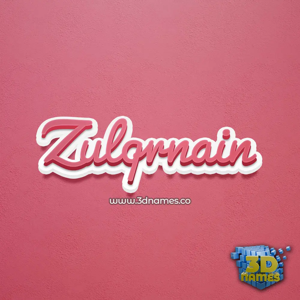 zulqrnain in Red Scribble style - 3D name wallpaper
