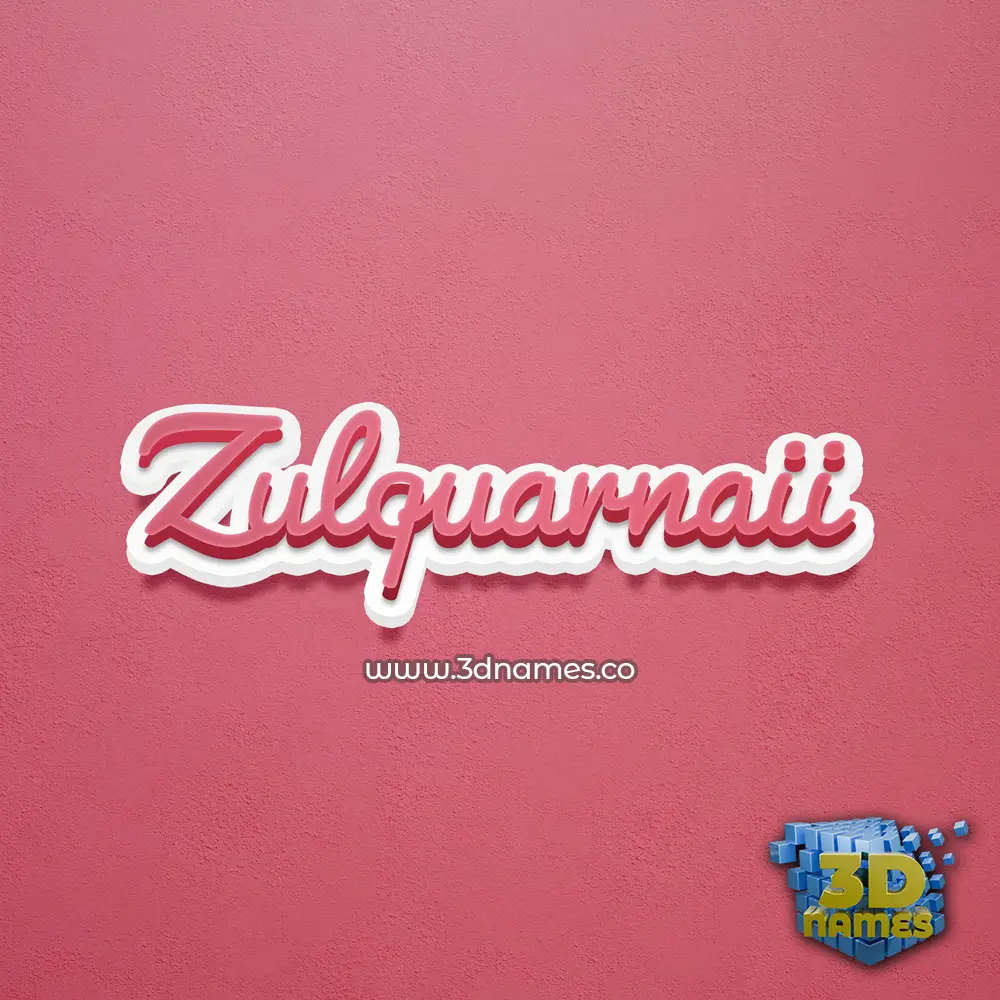 zulquarnaii in Red Scribble style - 3D name wallpaper