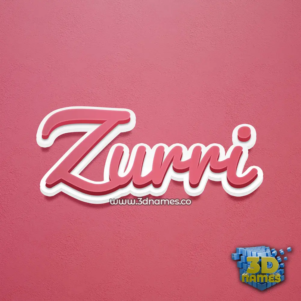 zurri in Red Scribble style - 3D name wallpaper