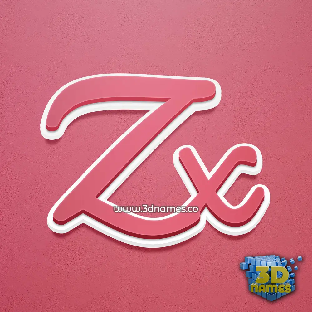 zx in Red Scribble style - 3D name wallpaper