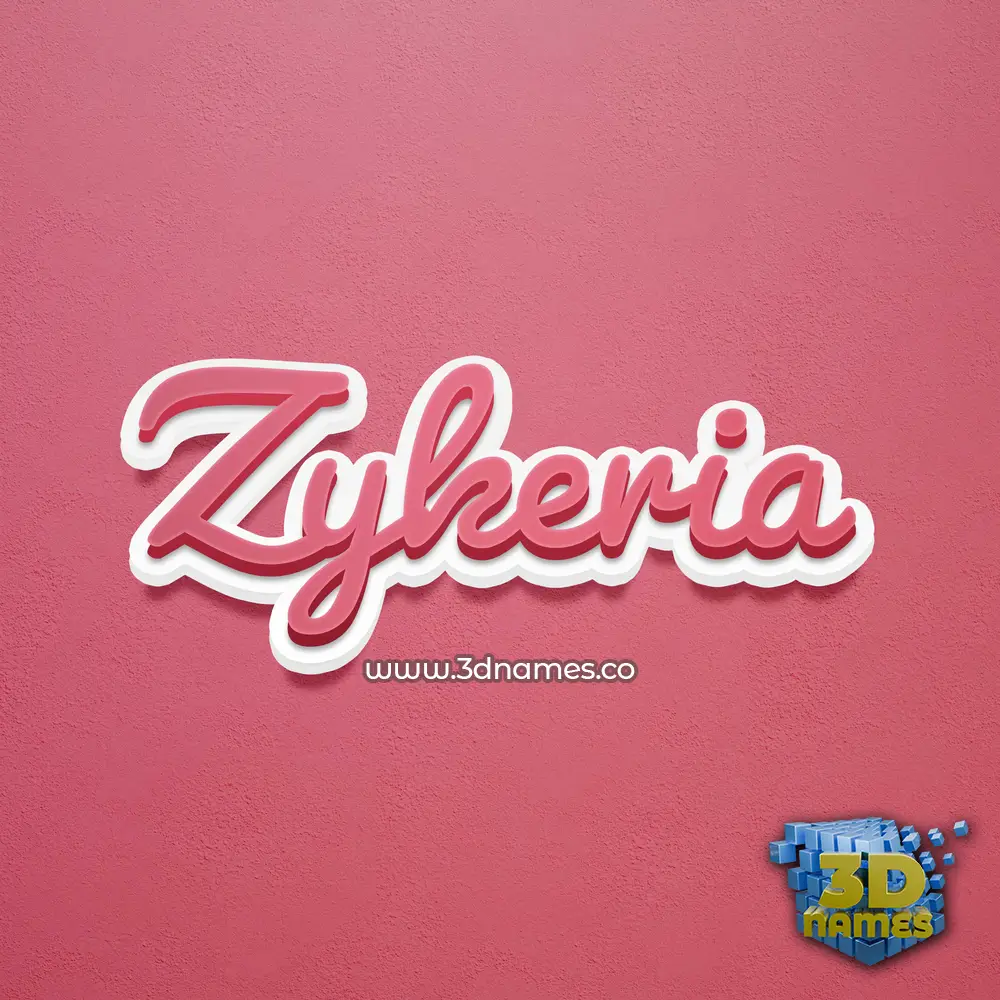 zykeria in Red Scribble style - 3D name wallpaper