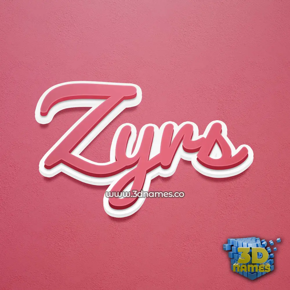 zyrs in Red Scribble style - 3D name wallpaper