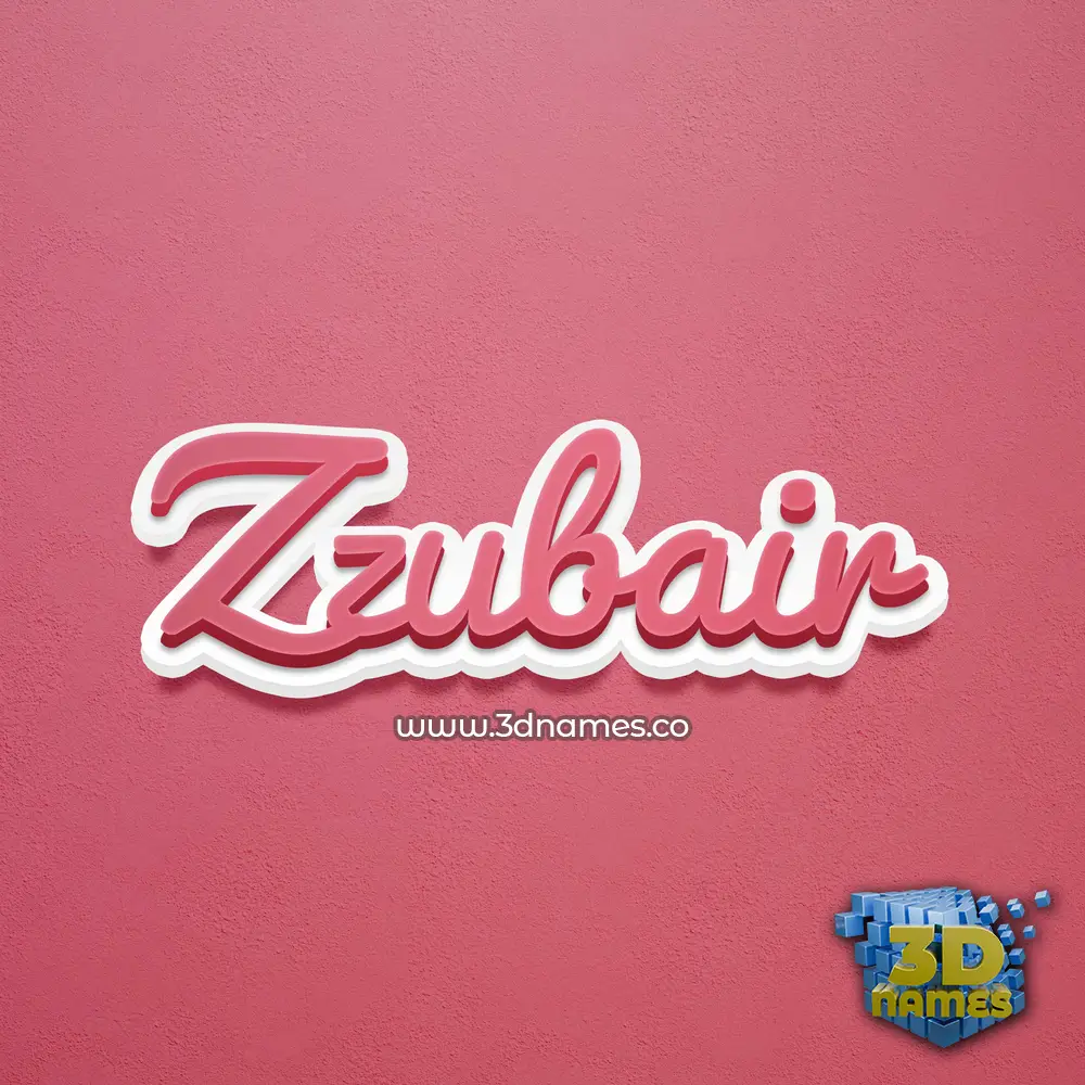 zzubair in Red Scribble style - 3D name wallpaper