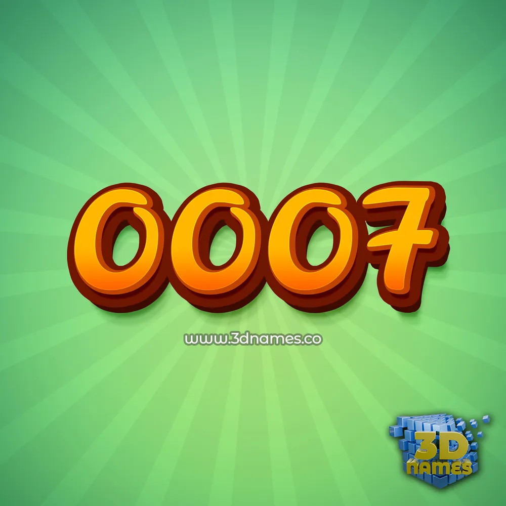 0007 in Green Rays style - 3D name wallpaper