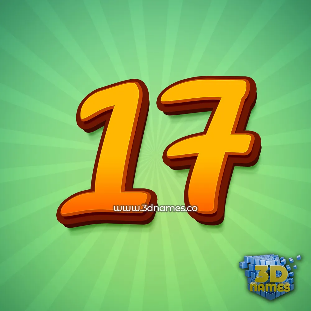 17 in Green Rays style - 3D name wallpaper