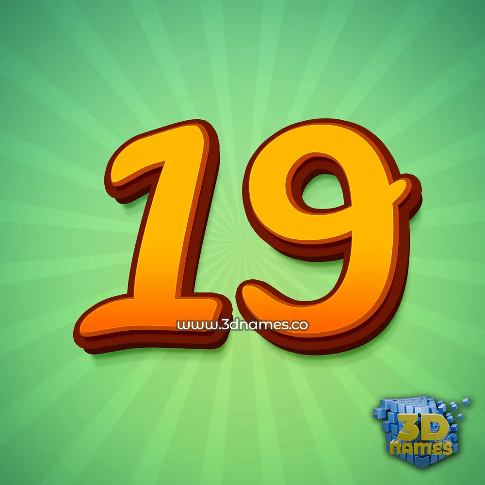 19 in Green Rays style - 3D name wallpaper