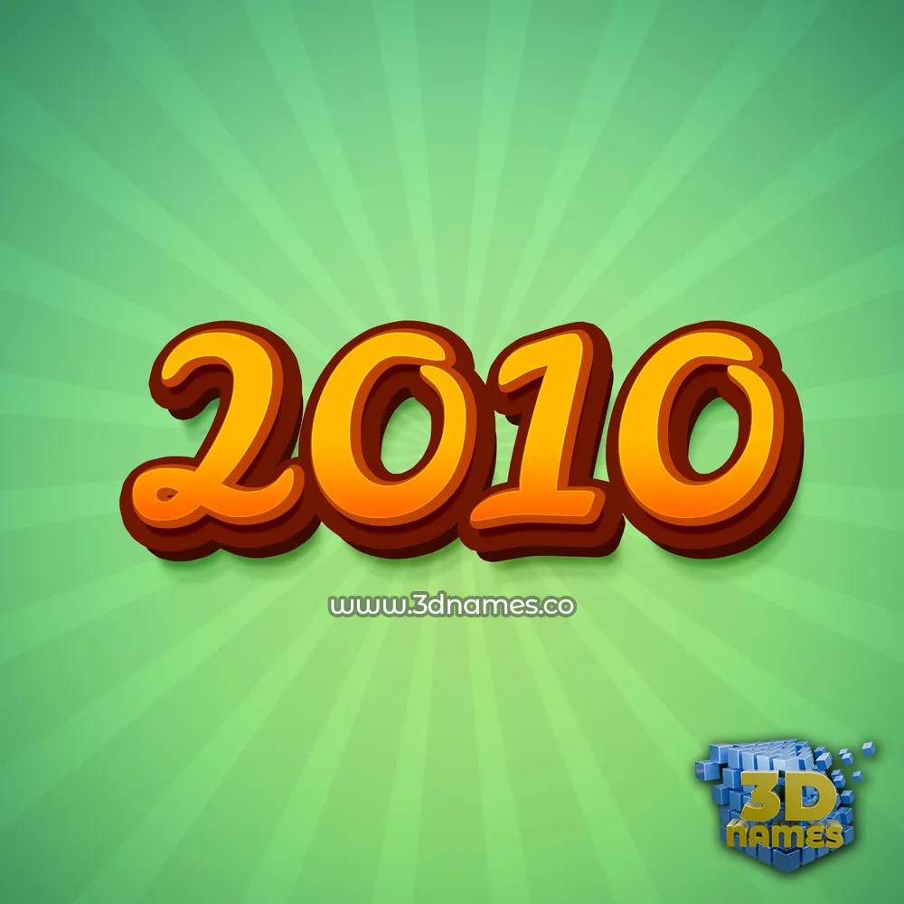 2010 in Green Rays style - 3D name wallpaper