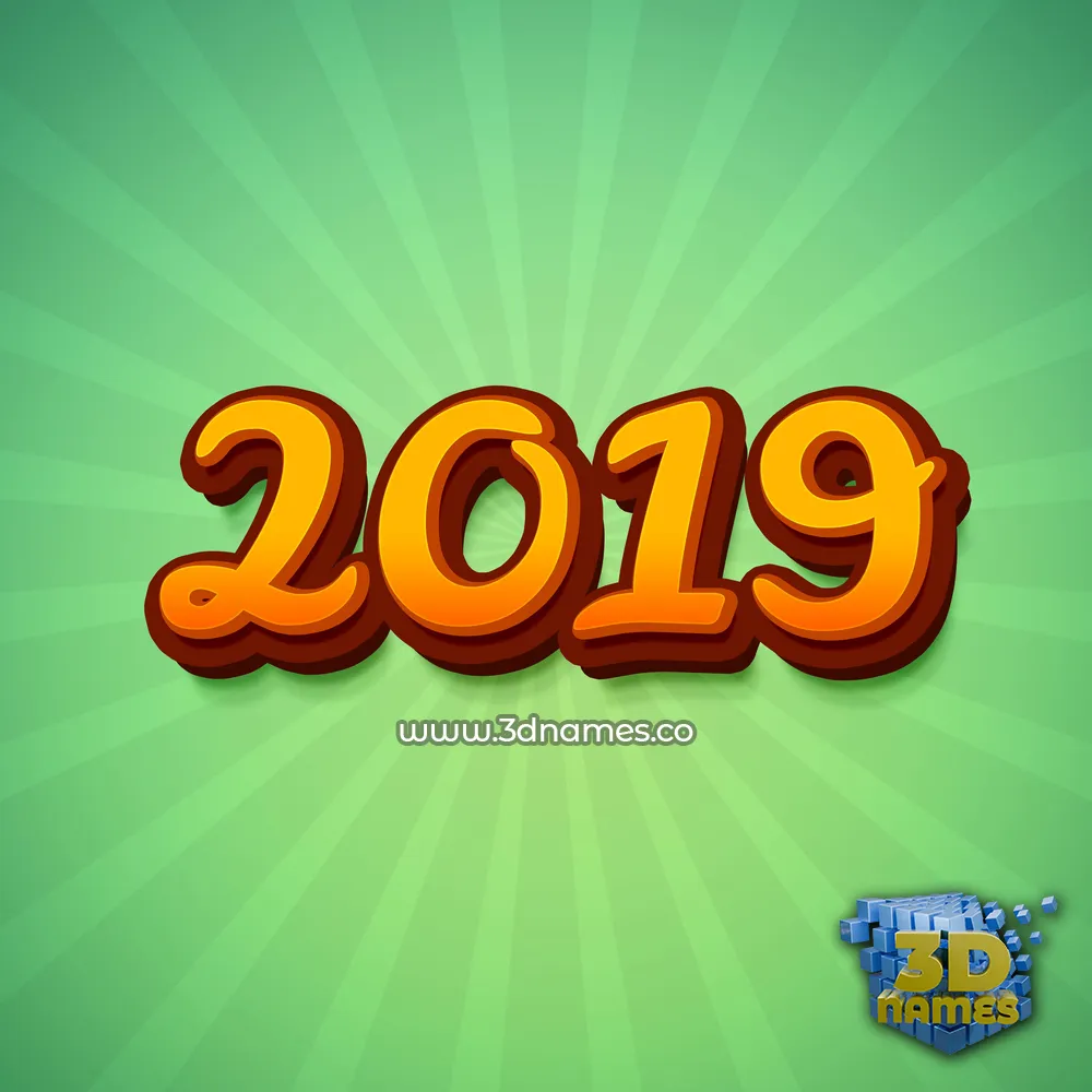 2019 in Green Rays style - 3D name wallpaper