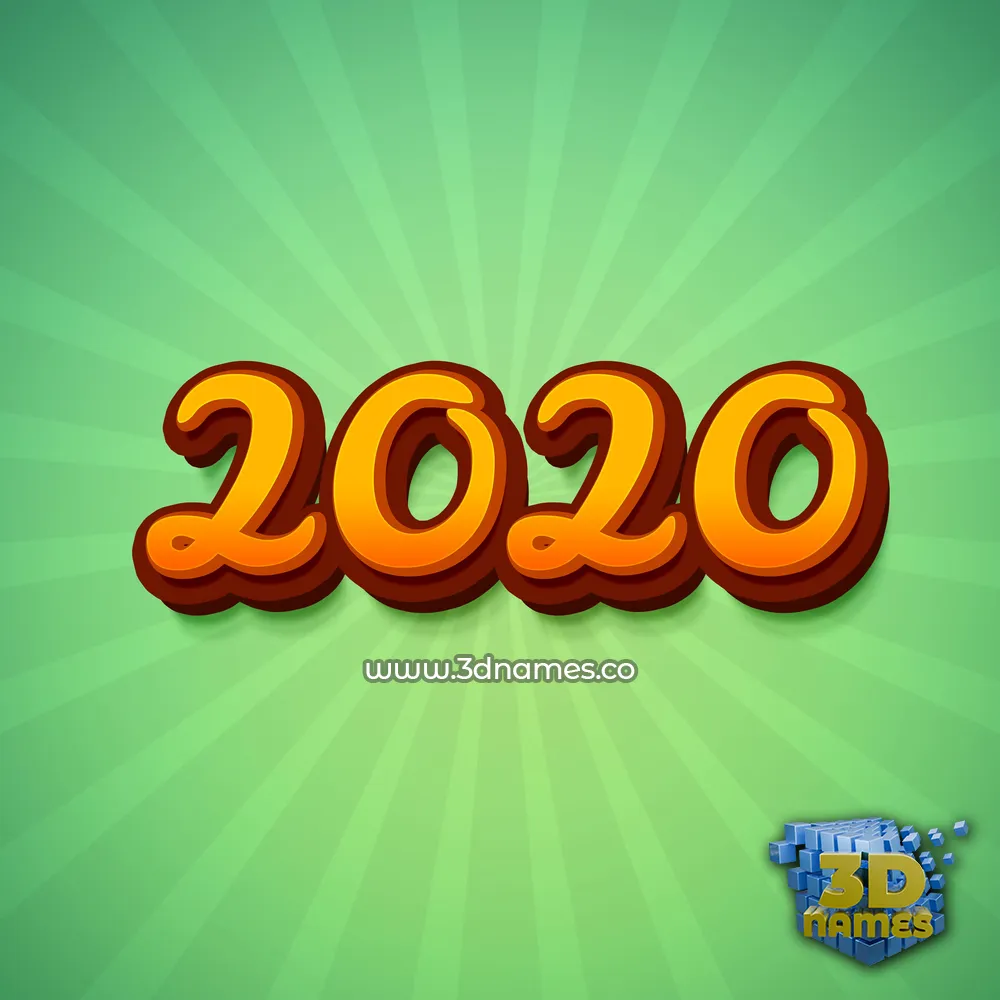2020 in Green Rays style - 3D name wallpaper