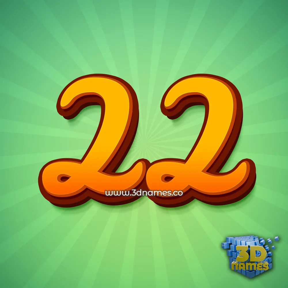 22 in Green Rays style - 3D name wallpaper