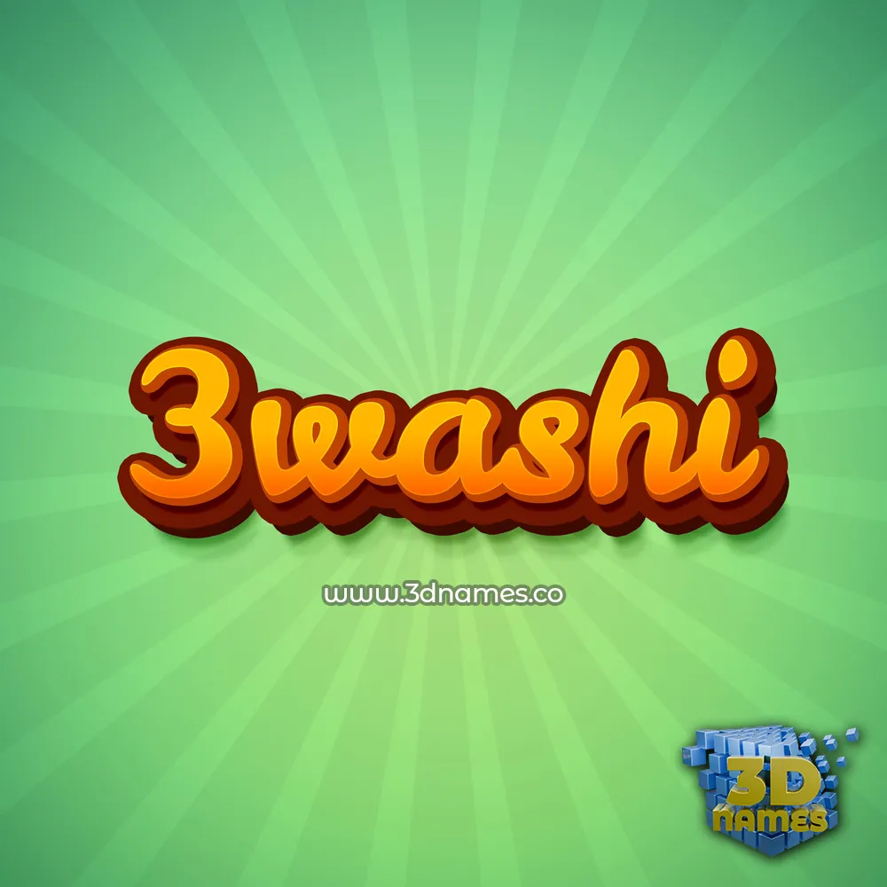 3washi in Green Rays style - 3D name wallpaper