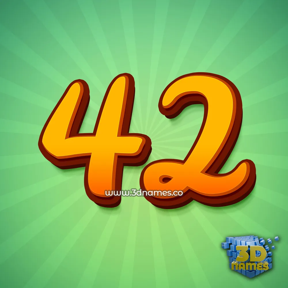 42 in Green Rays style - 3D name wallpaper