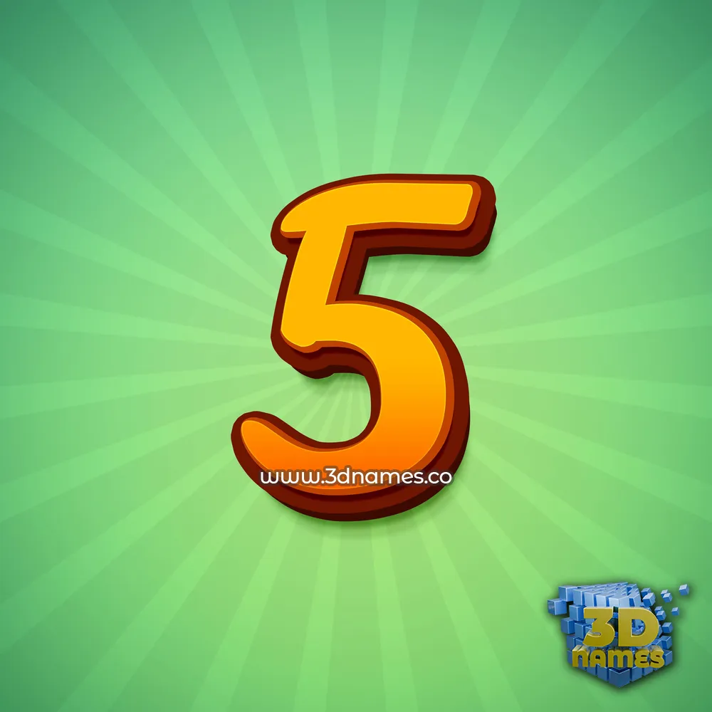 5 in Green Rays style - 3D name wallpaper