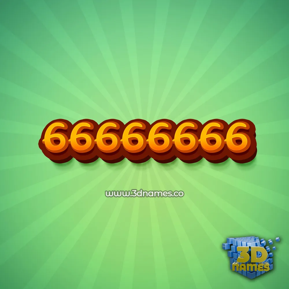 66666666 in Green Rays style - 3D name wallpaper