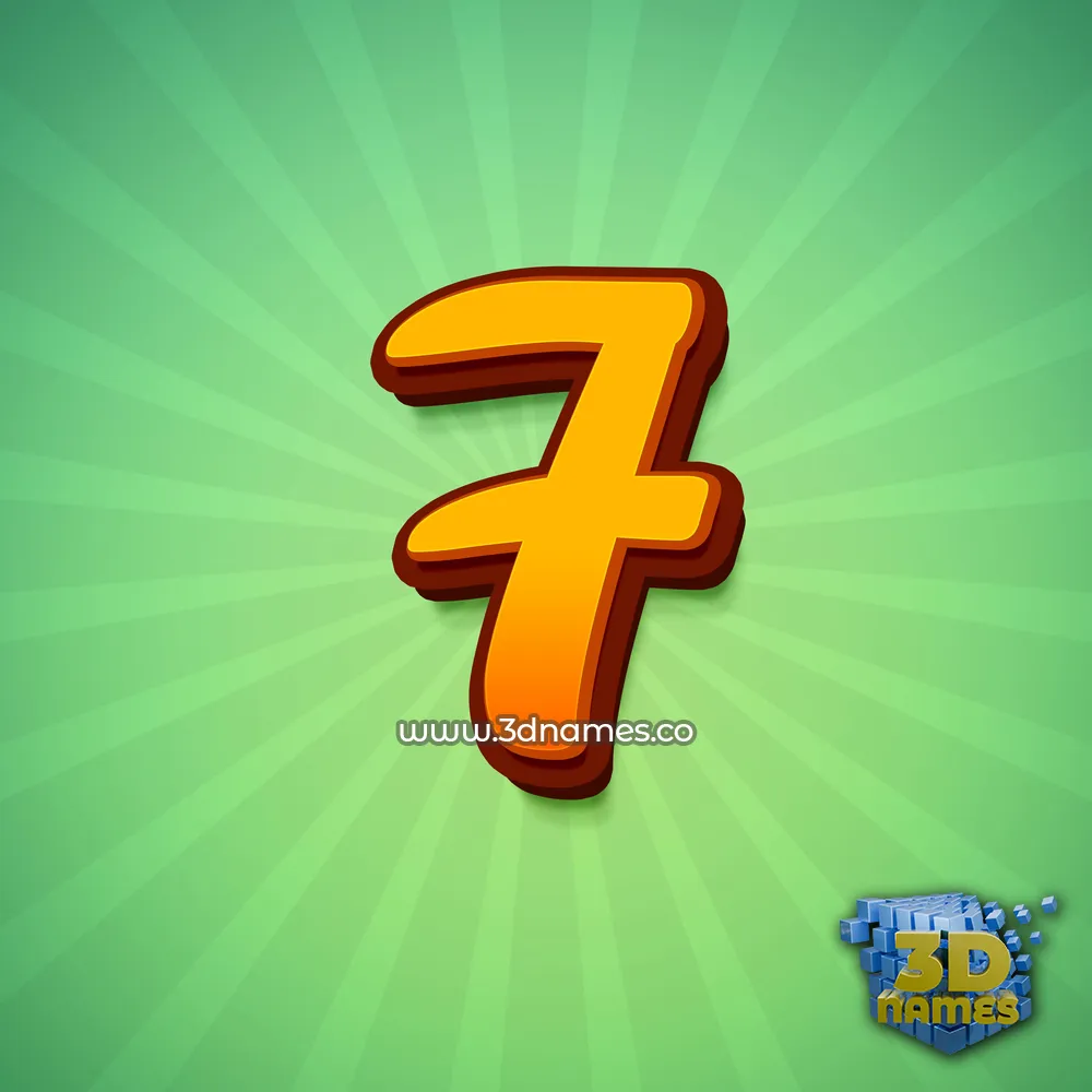 7 in Green Rays style - 3D name wallpaper
