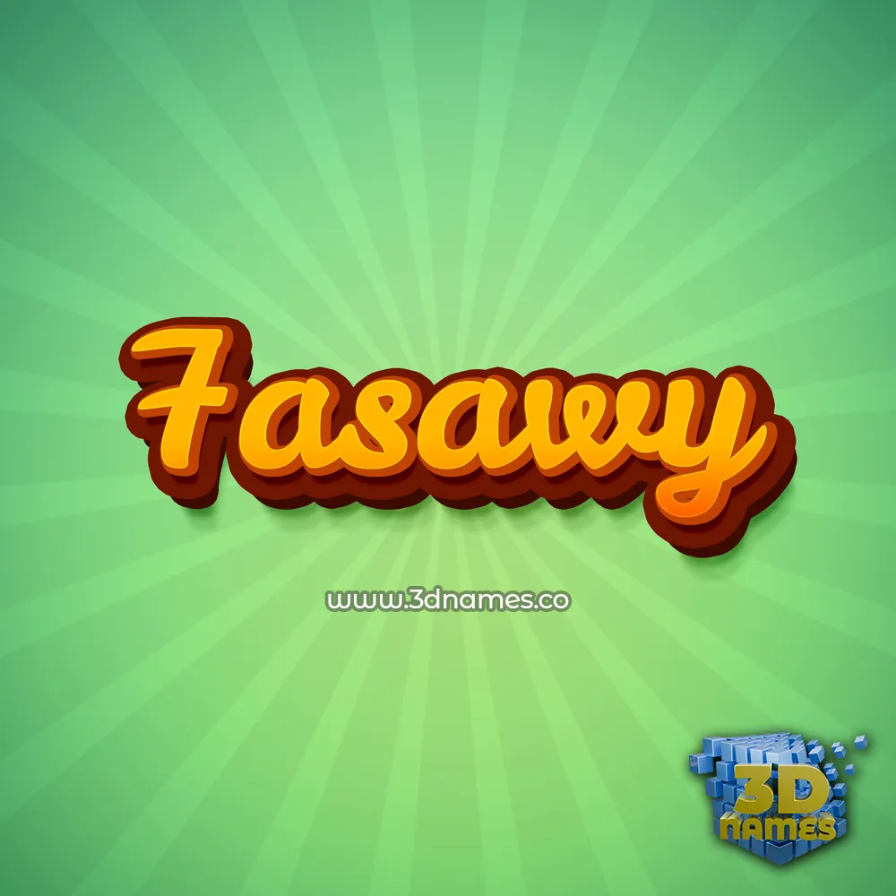 7asawy in Green Rays style - 3D name wallpaper