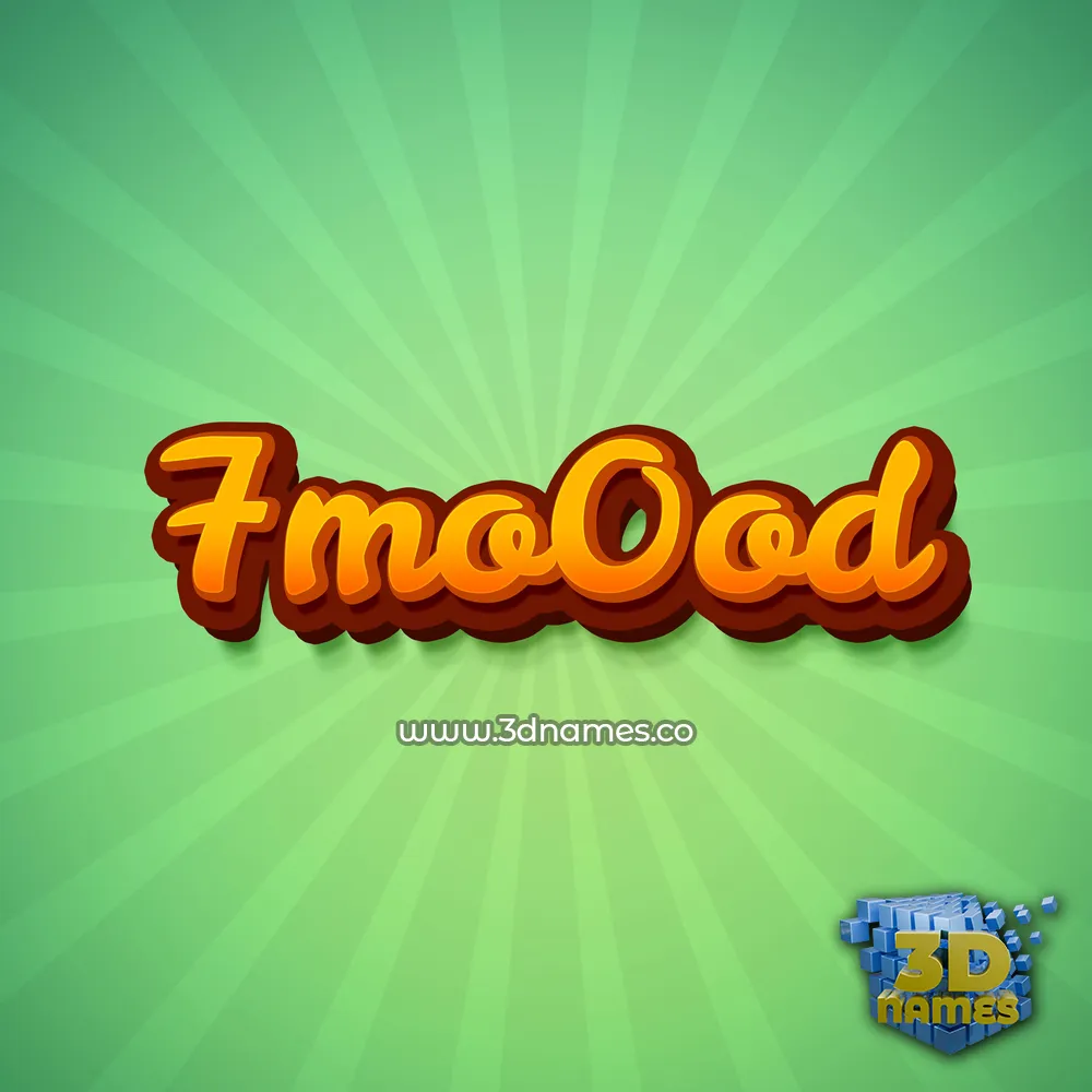 7mo0od in Green Rays style - 3D name wallpaper