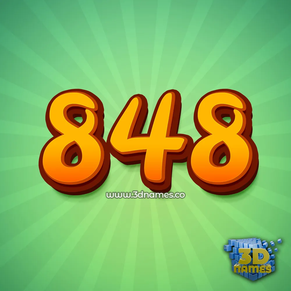 848 in Green Rays style - 3D name wallpaper