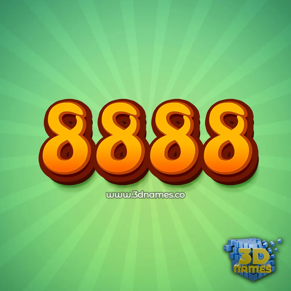8888 in Green Rays style - 3D name wallpaper