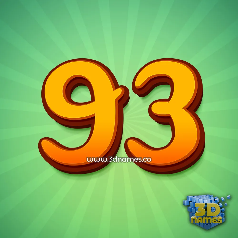 93 in Green Rays style - 3D name wallpaper