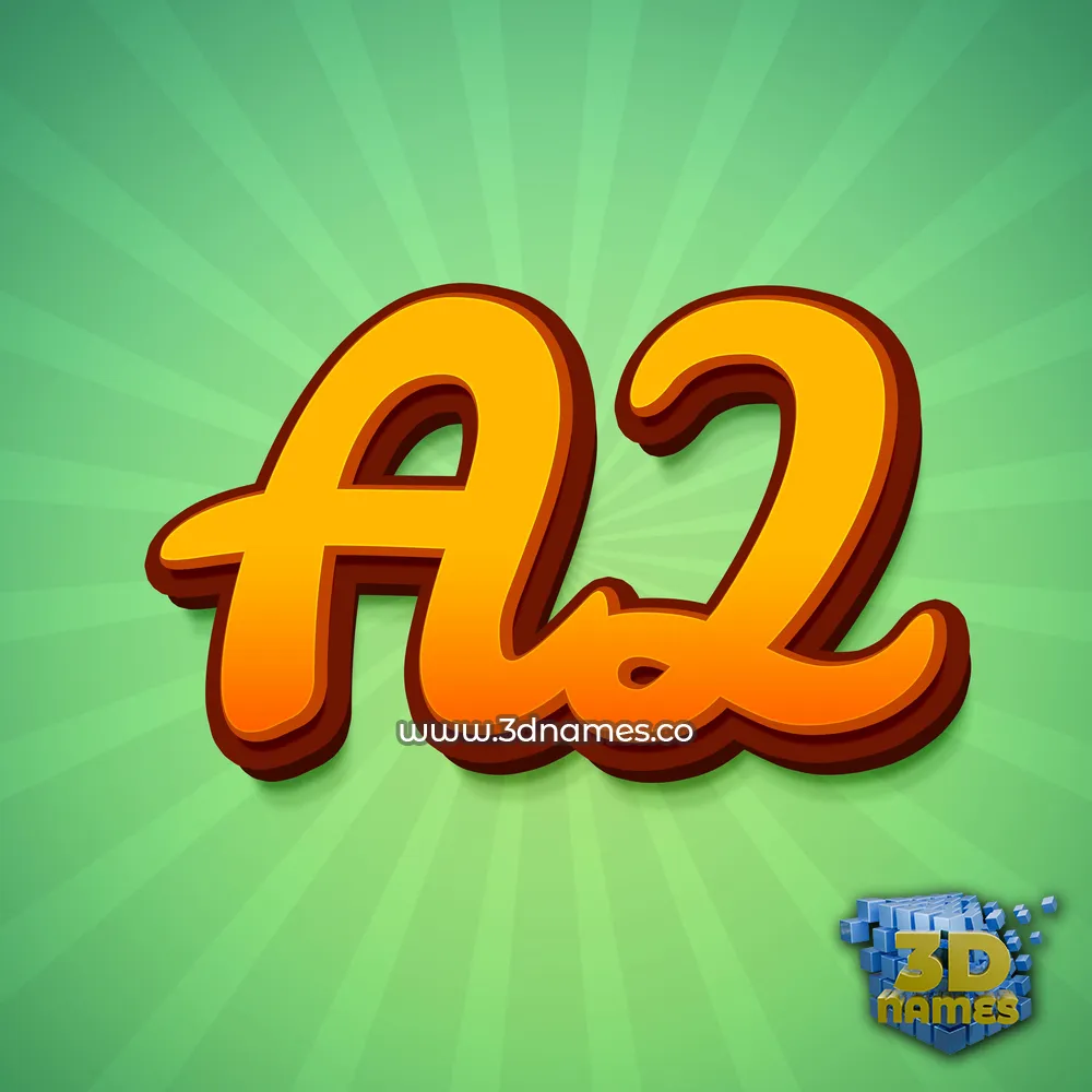 a2 in Green Rays style - 3D name wallpaper