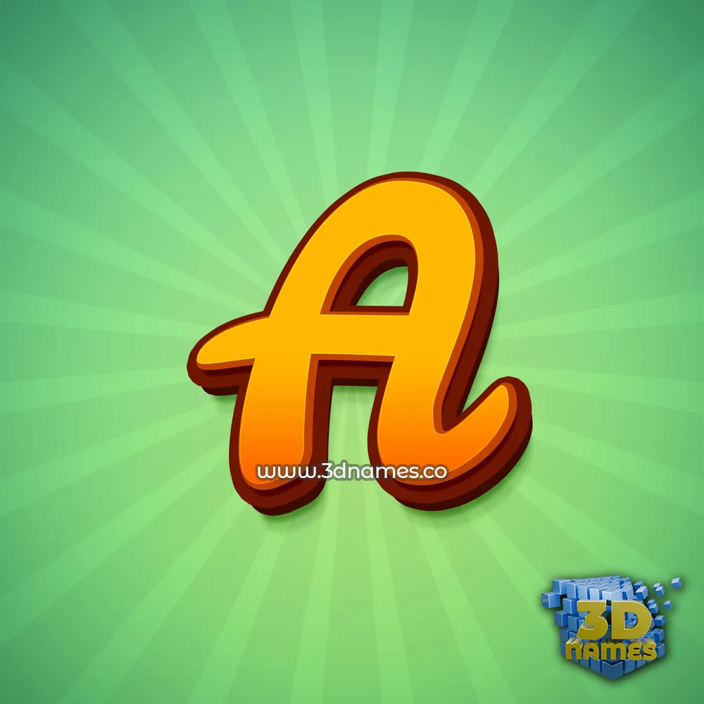 a in Green Rays style - 3D name wallpaper