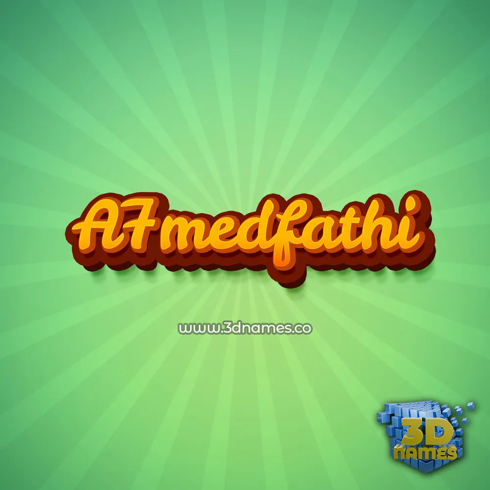 a7medfathi in Green Rays style - 3D name wallpaper