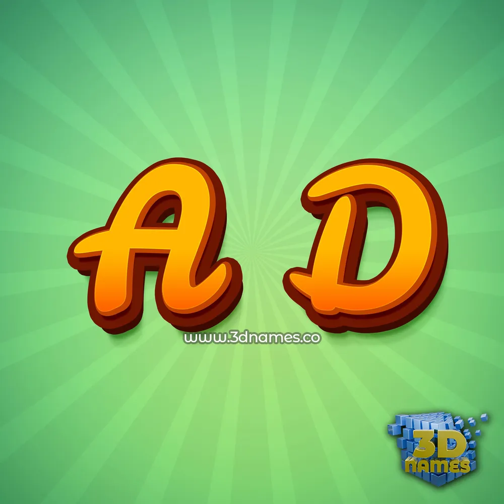 a d in Green Rays style - 3D name wallpaper