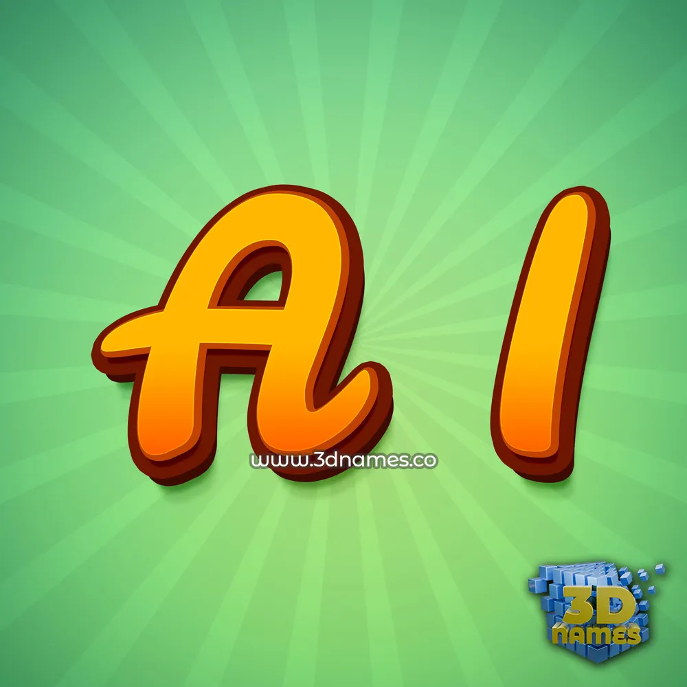 a i in Green Rays style - 3D name wallpaper