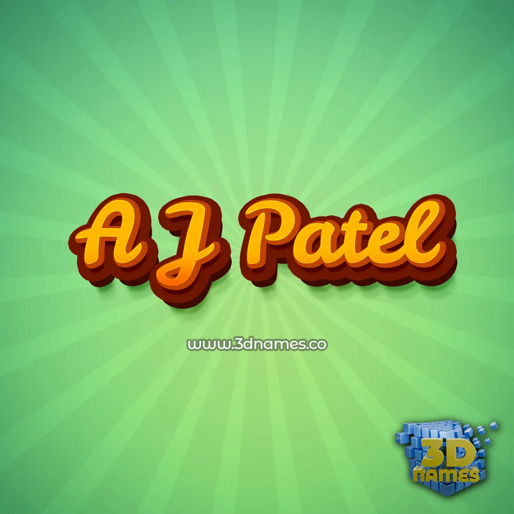 a j patel in Green Rays style - 3D name wallpaper