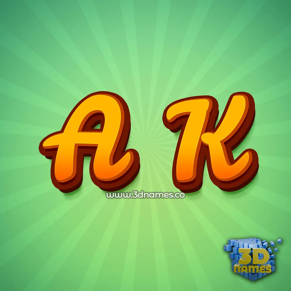 a k in Green Rays style - 3D name wallpaper