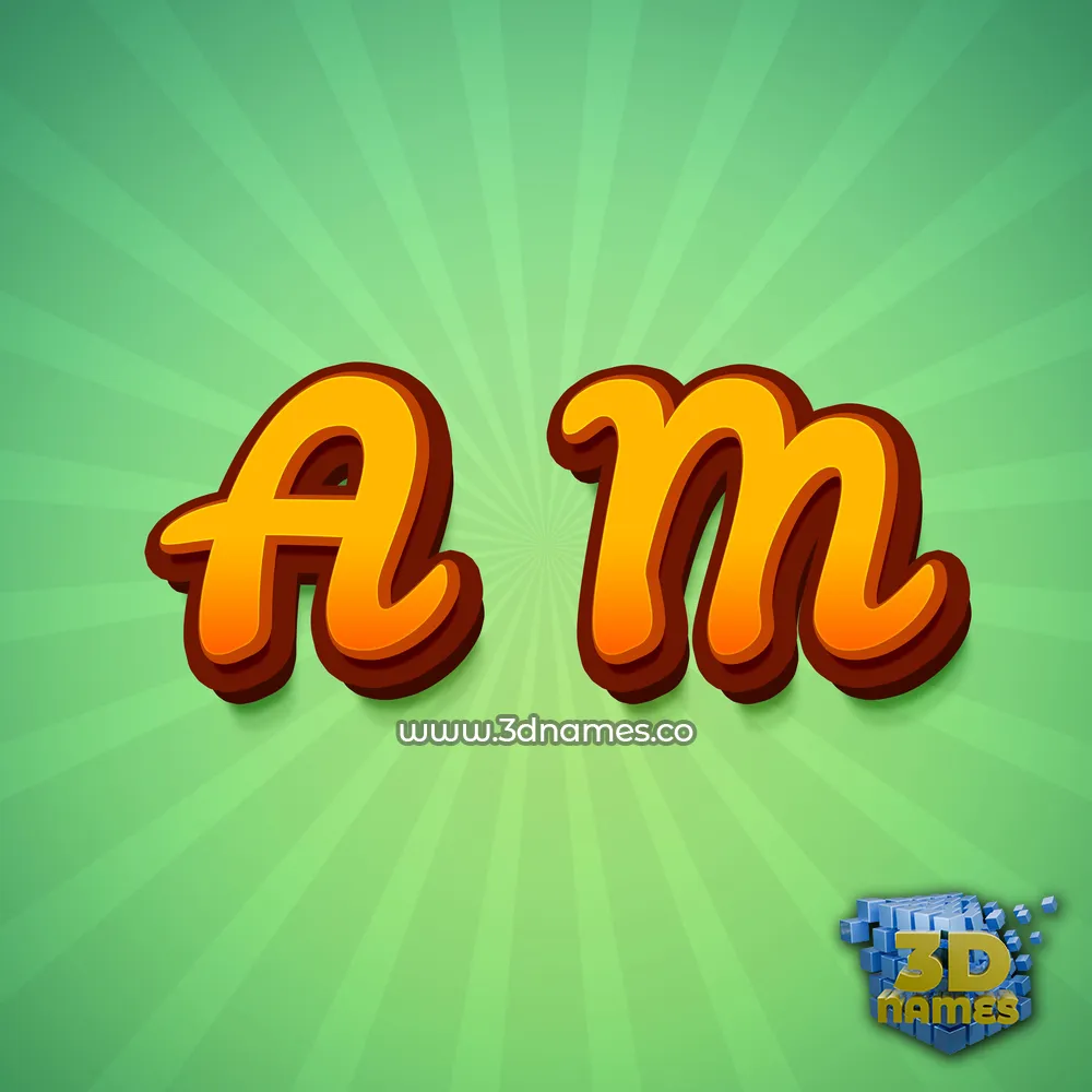 a m in Green Rays style - 3D name wallpaper