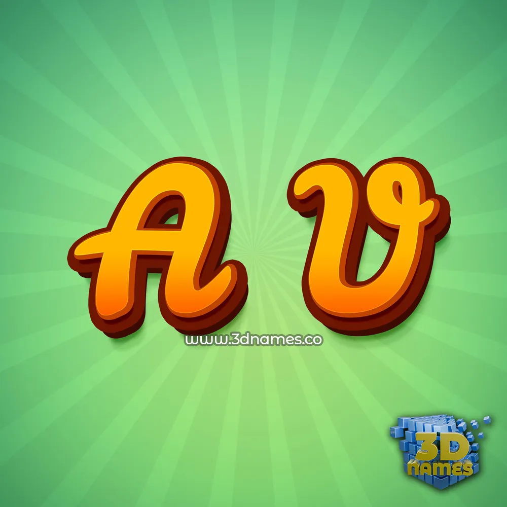 a v in Green Rays style - 3D name wallpaper
