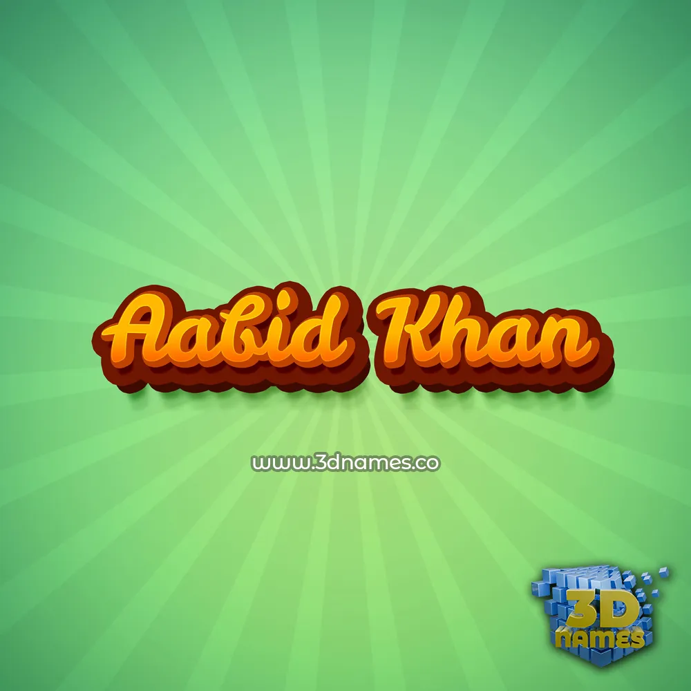 aabid khan in Green Rays style - 3D name wallpaper