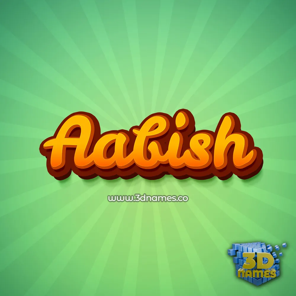 aabish in Green Rays style - 3D name wallpaper
