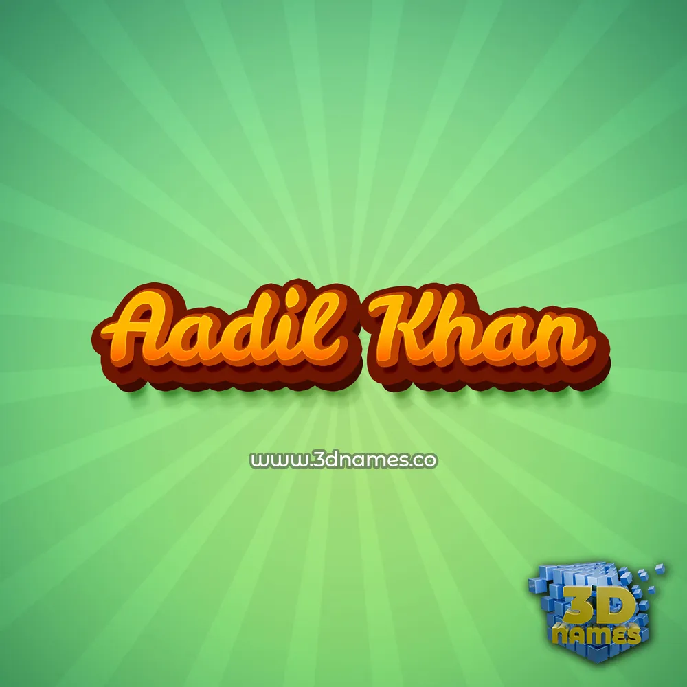 aadil khan in Green Rays style - 3D name wallpaper